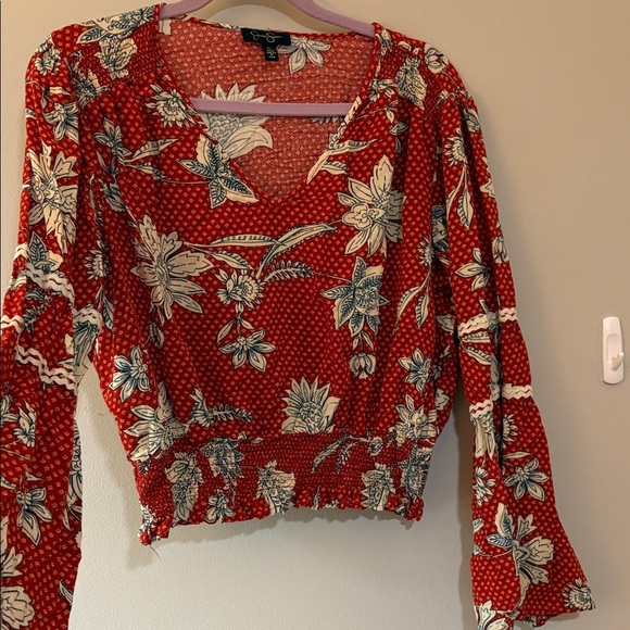 Jessica Simpson Red Floral Blouse - Picture 1 of 6